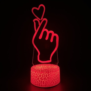 Finger hjerte 3D lampe med fjernbetjening - Dæmpbar